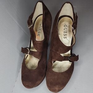 GUESS Herlinda Women's Brown Suede Heels